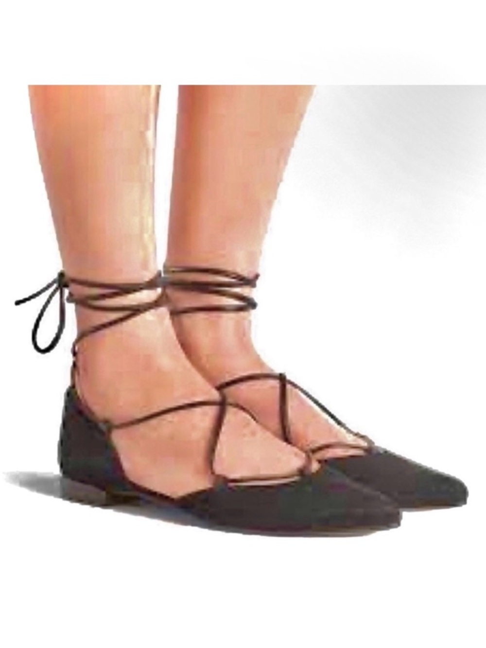 Vince Camuto New Emmari Suede Lace-Up Flats Ballet Pointed Toe